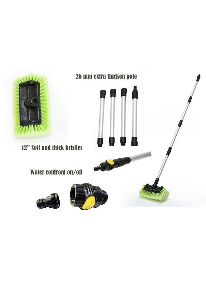 Forgrace Car Wash Brush 12" with Long Handle with Soft Bristle Scrub Brush for Car, Truck, Boat, RV, House Siding, Deck Camper Exterior Washing Cleaning Green - Image 2