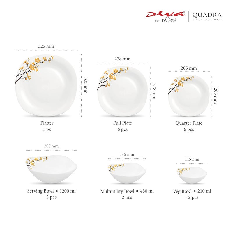 La Opala طقم عشاء لا أوبالا كوادرا 29 قطعة - Image 3