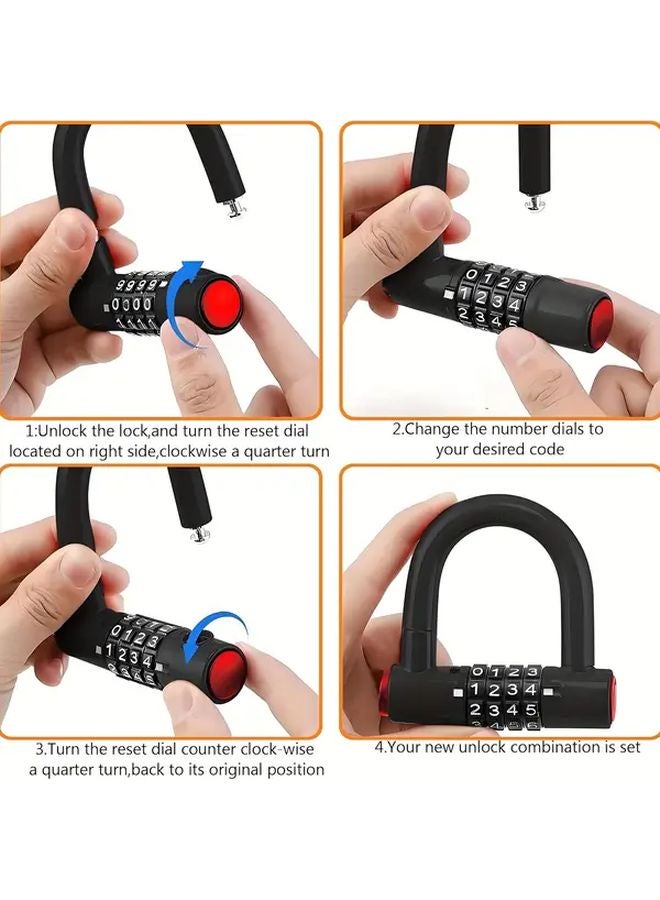 Anti Theft U Lock 4 Digit Combination Portable Alloy Heavy Duty Weatherproof Padlock - Image 5
