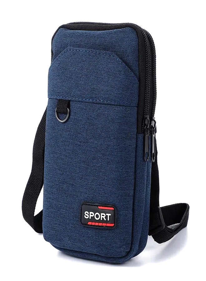 BOLDSTUFF BOLDSTUF Mobile Sling Bag Crossbody Shoulder_Bag for Men & Women, Small Cross-Body Side Bags for Mobile, Cell Phone, Cash & Card, Holster for Travel, Hiking-Oxford Fabric | Navy Blue - Image 1