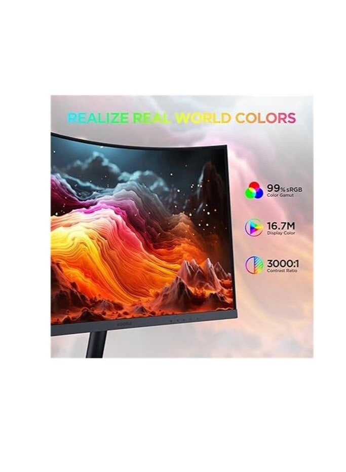 KOORUI KOORUI Curved Monitor, 24″ Inch FHD 75Hz VA Display, 1500R Curve, HDMI/VGA Ports, Tilt Adjustable, Eye Care, 178 Degree Viewing Angle, Slim Design, Black | 24N5CA  - Image 4
