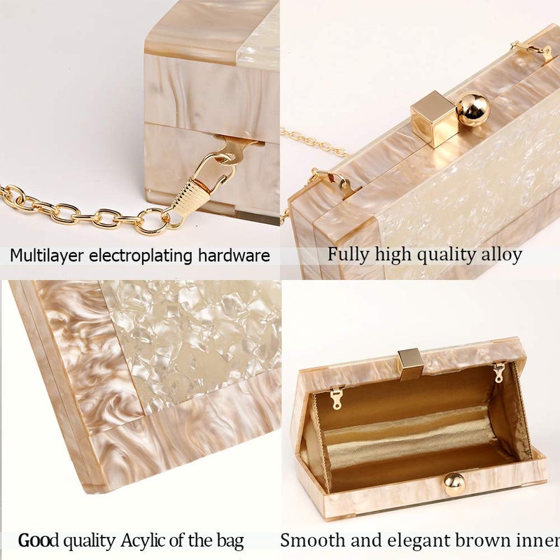 Menurra Women Acrylic Evening Clutch bag Glitter Marble Purse Handbag for Wedding Cocktail Party Prom - Image 5