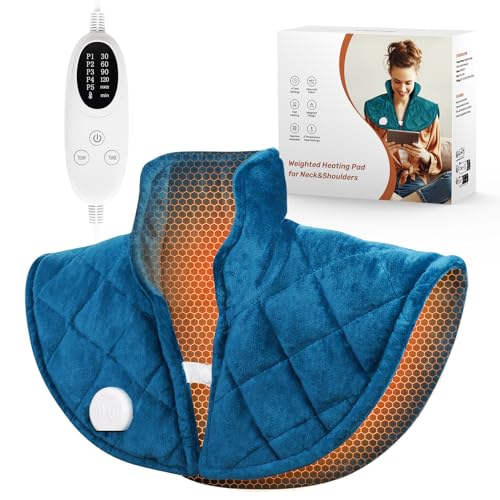 Koonie Weighted Heating Pad for Neck and Shoulders and Back, 2.5lb Neck Heating Pad for Back Pain Relief, Shoulder Heating Pad with 5 Heat Settings, 4 Timer Settings, Valentine's Day Gifts for Women Men - Image 1