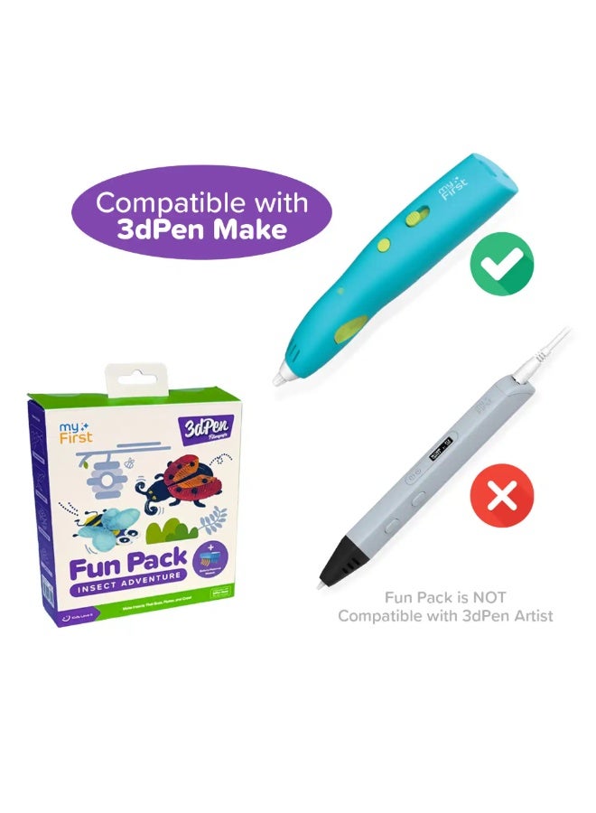 myFirst Fun Pack 3D Pen Make PCL Filaments for 3D Printing Pen | Educational Kids' STEAM Activities with Stencil Book, 3D Motion Figures (Insect Adventure) - Image 2