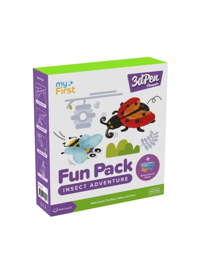 myFirst Fun Pack 3D Pen Make PCL Filaments for 3D Printing Pen | Educational Kids' STEAM Activities with Stencil Book, 3D Motion Figures (Insect Adventure) - Image 1