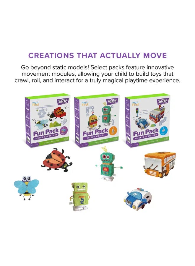 myFirst Fun Pack 3D Pen Make PCL Filaments for 3D Printing Pen | Educational Kids' STEAM Activities with Stencil Book, 3D Motion Figures (Insect Adventure) - Image 3