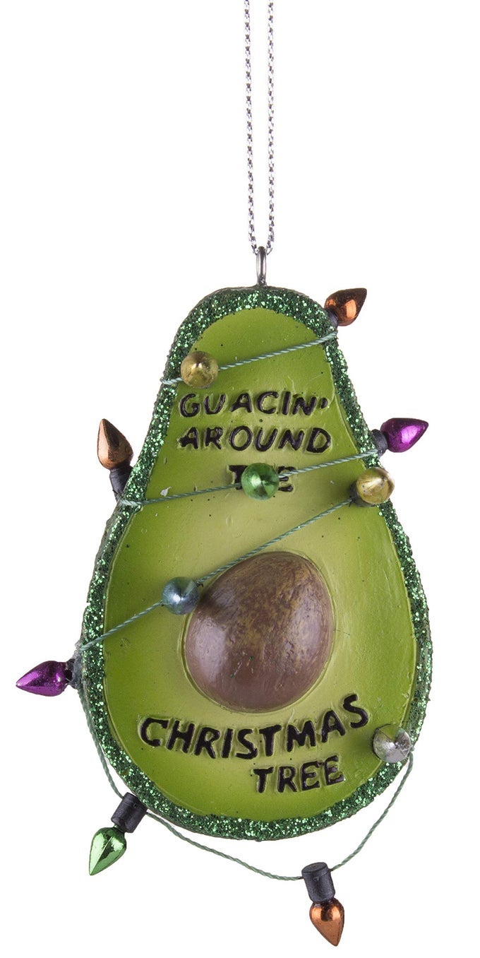 FUNNY GUACIN AROUND THE CHRISTMAS TREE AVOCADO SHAPED ORNAMENT