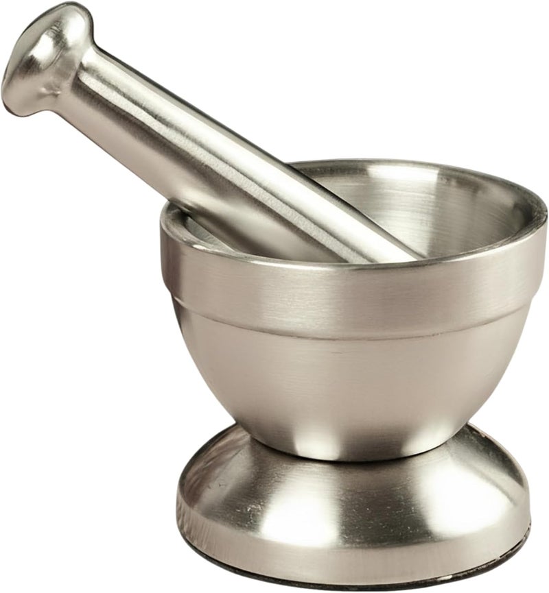 Stainless Steel Mortar and Pestle Set, 3.9 X 3.5 in, Brushed, Garlic and Herb Grinder, Spice Crusher, Multi-Use, Simple to Clean - Image 1