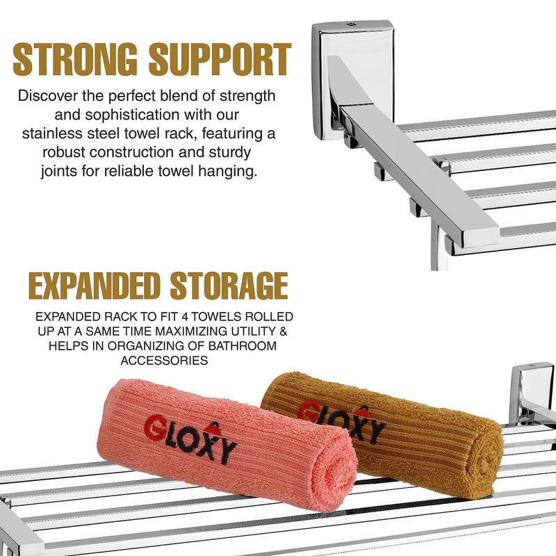 GLOXY SS 304 Grade Bathroom Accessories - Stainless Steel Bathroom Towel Stand - Versatile Bathroom Organizer Rack to Keep Towels, Clothes, and Other Items Dry and Clean - Image 3