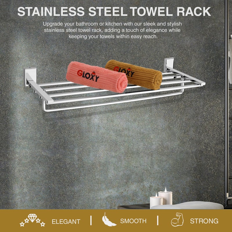 GLOXY SS 304 Grade Bathroom Accessories - Stainless Steel Bathroom Towel Stand - Versatile Bathroom Organizer Rack to Keep Towels, Clothes, and Other Items Dry and Clean - Image 2