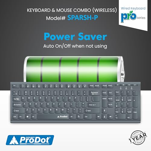 ProDot ProSeries Wireless Chicklet Keyboard Mouse Set I Plug & Play I Adjustable 1000-1600 DPI I 10M Keystrokes I Spill Resistant I 2.4Ghz 10m Range I Works with Windows, iOS, Linux - Image 4