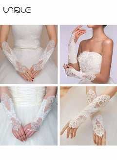 Unique Satin Gloves, Formal Bridal Banquet Party Wedding Opera White Mitten, Bow Lace Elegant with Wrist Ruffle Bridal Wedding Gloves for Women  - Image 5