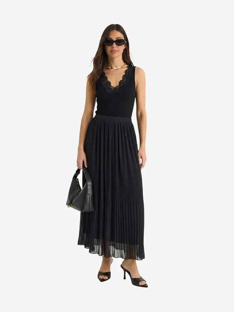 بيانكو لوتشي LUCCI High Waist Pleated Maxi Skirt
