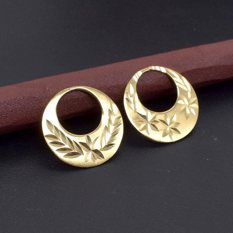 RidVik 1 Micron 22K Gold Plated Nattiyan Earrings For Men's Panjabi Boy | Gold Plated Brass Material Golden Hoop Studs Earrings Bali For Mens Fashion's - Image 4