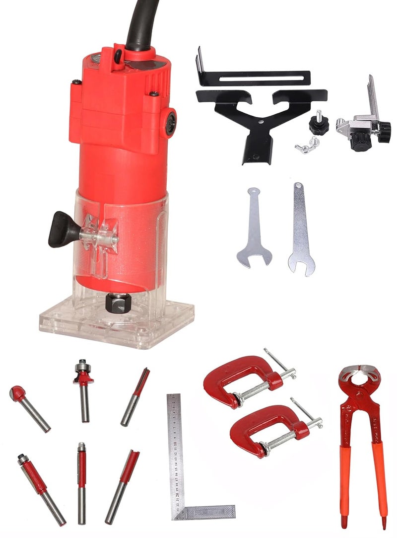 Digital Craft Digital Craft 30000 RPM Woodworking Electric Trimmer 1000W Wood Milling Engraving Slotting Machine Hand Carving Router Machine Electric Trimmer Machine6Pc Router Bits3 Utility Tools - Image 1