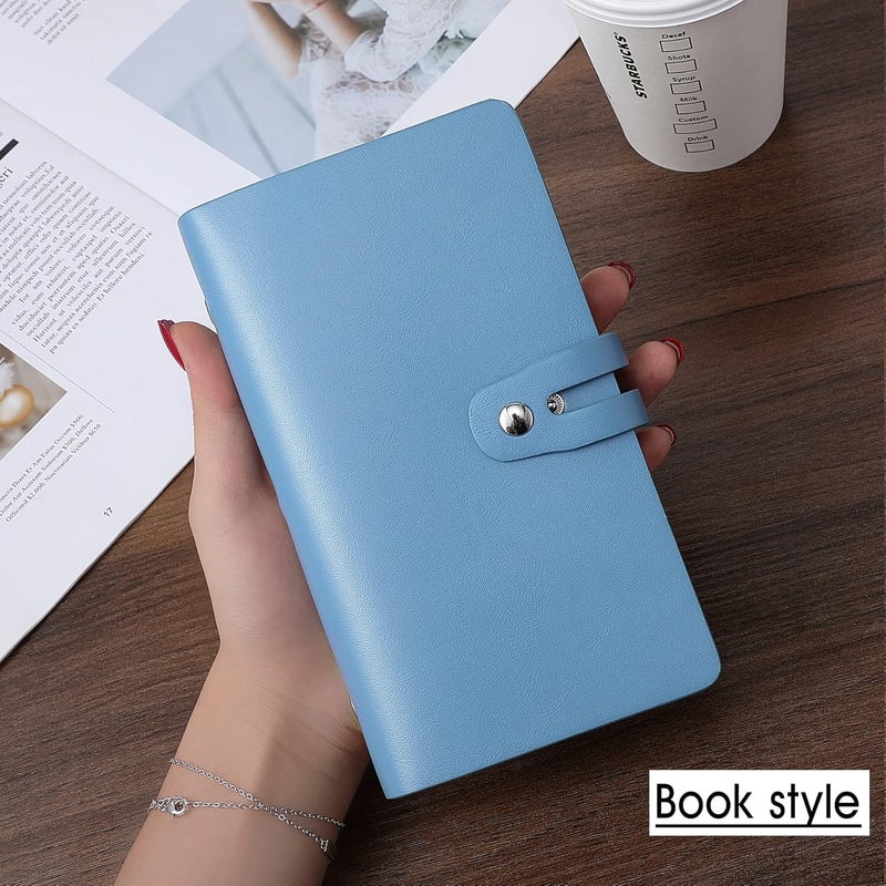 Romozi RFID Credit Card Holder, Leather Business Card Organizer with 96 Card Slots, Credit Card Case for Managing Your Different Cards and Important Documents to Prevent Loss or Damage (Light Blue) - Image 3
