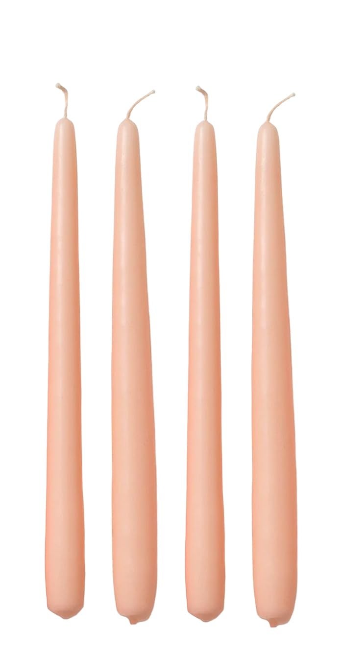 Luces Taper Candles 10 inch (H) Dripless, Set of 4 Peach Scented and Smokeless Candles Long Burning Paraffin Wax with Cotton Wicks for Decoretion - Image 1