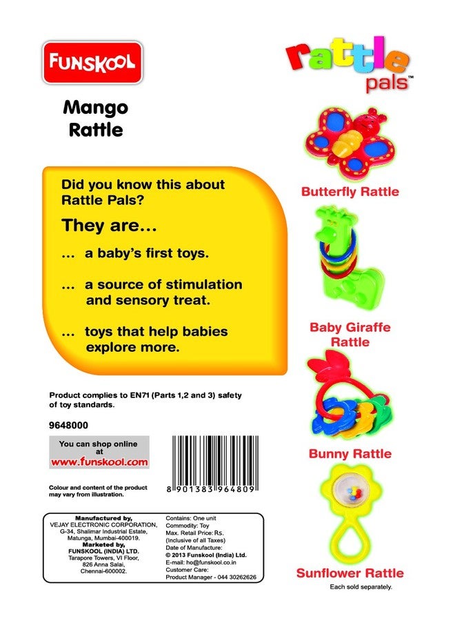 giggles Funskool Giggles, Mango Rattle, 3 rotating balls, colourful beads, 6 months & above - Image 3