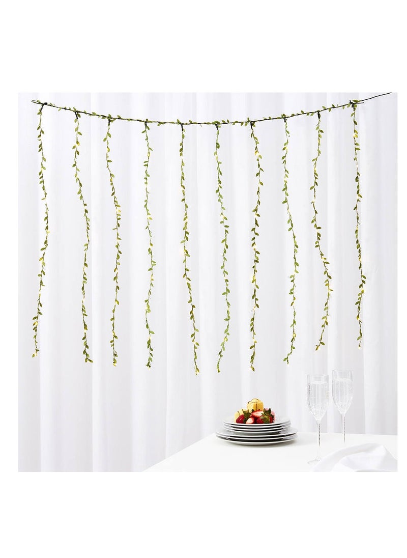 PAMEER 16ft 250 LED Warm White Artificial Leaf Vines Fairy String Lights, Curtain String LEDs,  String Light Electric Plug Powered Tiny Leaf LEDs for Christmas EID Ramadan Diwali Decoration Multi-Modes Button  - Image 1