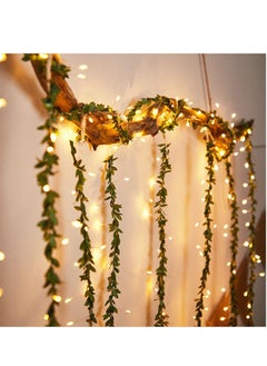 PAMEER 16ft 250 LED Warm White Artificial Leaf Vines Fairy String Lights, Curtain String LEDs,  String Light Electric Plug Powered Tiny Leaf LEDs for Christmas EID Ramadan Diwali Decoration Multi-Modes Button  - Image 4