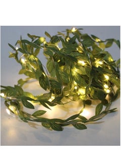 PAMEER 16ft 250 LED Warm White Artificial Leaf Vines Fairy String Lights, Curtain String LEDs,  String Light Electric Plug Powered Tiny Leaf LEDs for Christmas EID Ramadan Diwali Decoration Multi-Modes Button  - Image 2