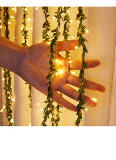PAMEER 16ft 250 LED Warm White Artificial Leaf Vines Fairy String Lights, Curtain String LEDs,  String Light Electric Plug Powered Tiny Leaf LEDs for Christmas EID Ramadan Diwali Decoration Multi-Modes Button  - Image 5