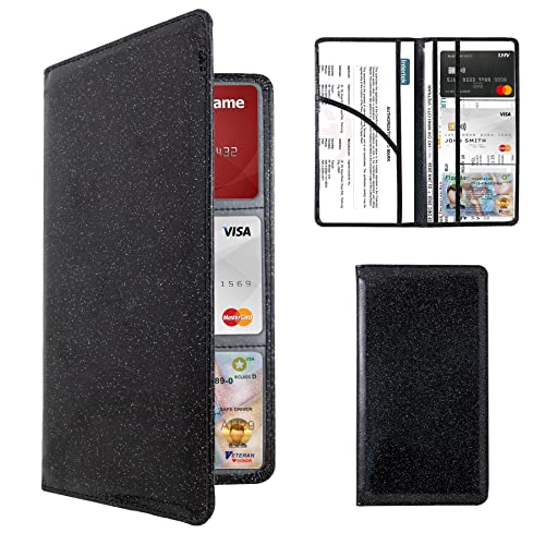 Dalueery.H Car Registration and Insurance Holder Registration and Insurance Card Holder Car Essentials for Women(bling black) - Image 1