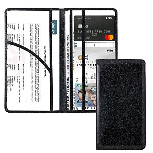 Dalueery.H Car Registration and Insurance Holder Registration and Insurance Card Holder Car Essentials for Women(bling black) - Image 4