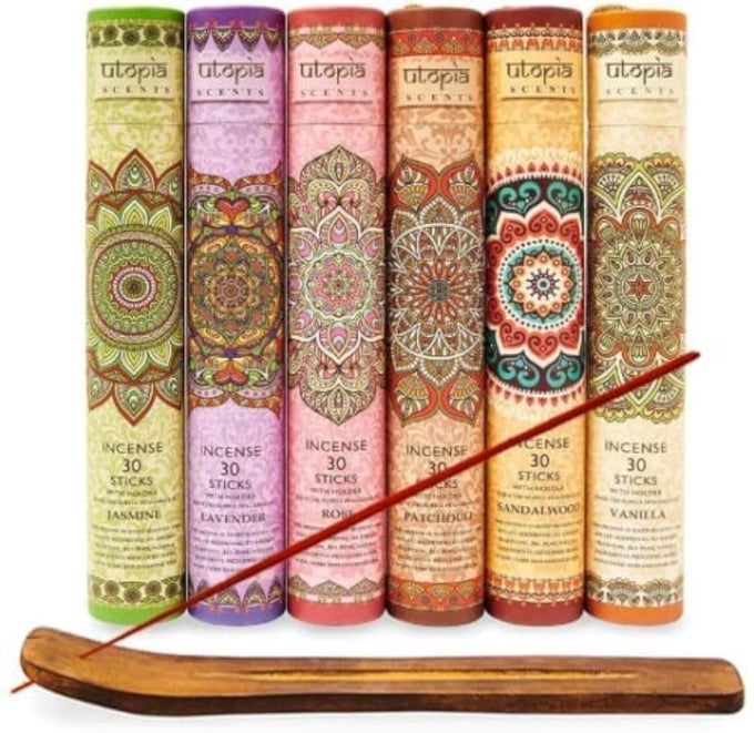PREMIUM INCENSE STICKS LAVENDER SANDALWOOD JASMINE PATCHOULI NAG CHAMPA VANILLA VARIETY GIFT PACK 180 STICKS INCLUDES A HOLDER IN EACH BOX