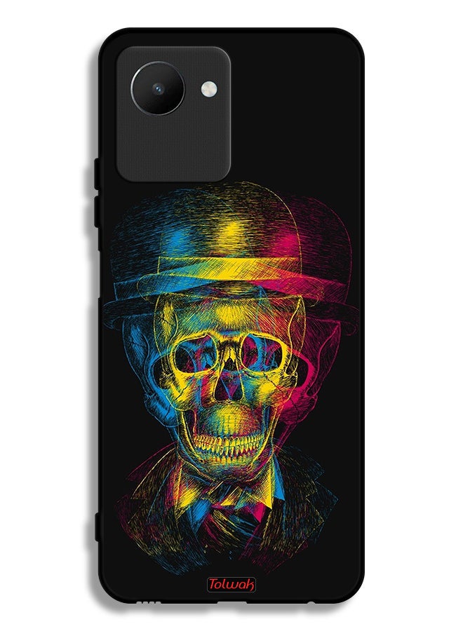 Realme C30s Protective Case Cover Skull Colorful Hat Fantasy Art