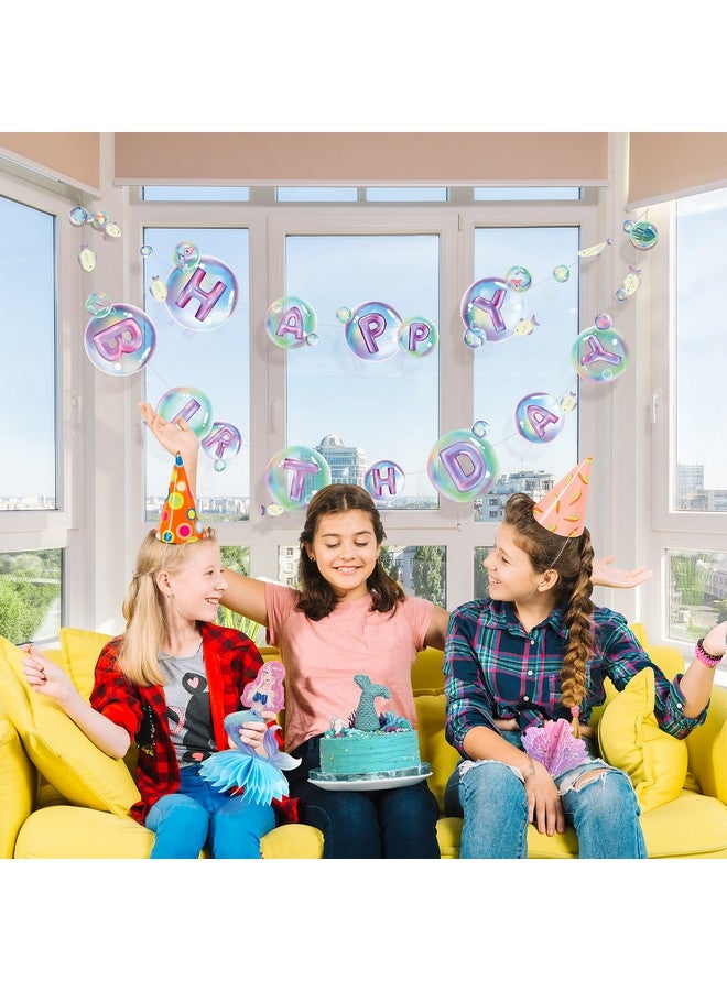 Decor365 Transparent Mermaid Happy Birthday Banner Under The Sea Party Decorations Blue Purple Mermaid Bubble Garland Fish Coral Bday Garland For Girls Birthday Party Decoration - Image 4