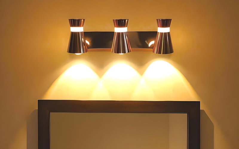 FILLISKA® 3 in 1 Double Wall spot/Picture/Display/Mirror Light with Adjustable Head and Colour Changing Function (3 Way Black & Gold-037) - Image 2