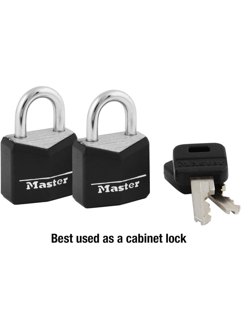 Master Lock Master Lock 121T Padlock, Covered Aluminum Lock, 3/4 in. W, Black, 1-Pack, 2-Count  - Image 2