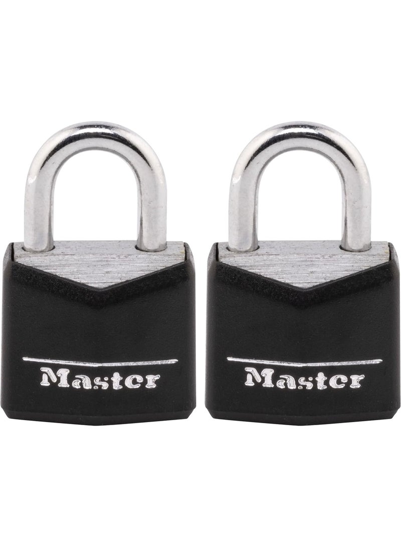 Master Lock 121T Padlock, Covered Aluminum Lock, 3/4 in. W, Black, 1-Pack, 2-Count - Image 1