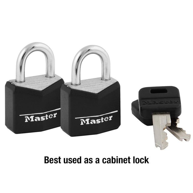 Master Lock 121T Padlock, Covered Aluminum Lock, 3/4 in. W, Black, 1-Pack, 2-Count - Image 2