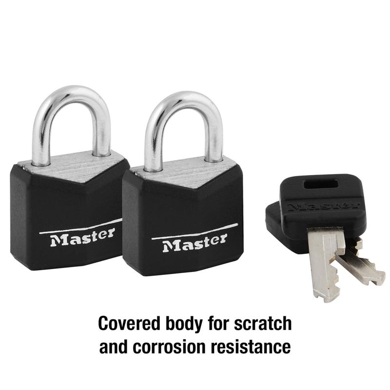 Master Lock 121T Padlock, Covered Aluminum Lock, 3/4 in. W, Black, 1-Pack, 2-Count - Image 3