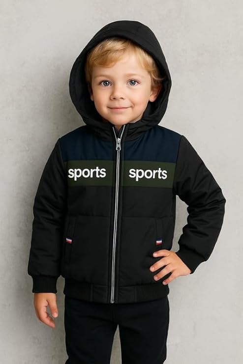 Krystle Kids Woolen Winter Jacket – Stylish Hooded Coat for Boys, Cold Weather Wear (Black,2-3 Years) - Image 5