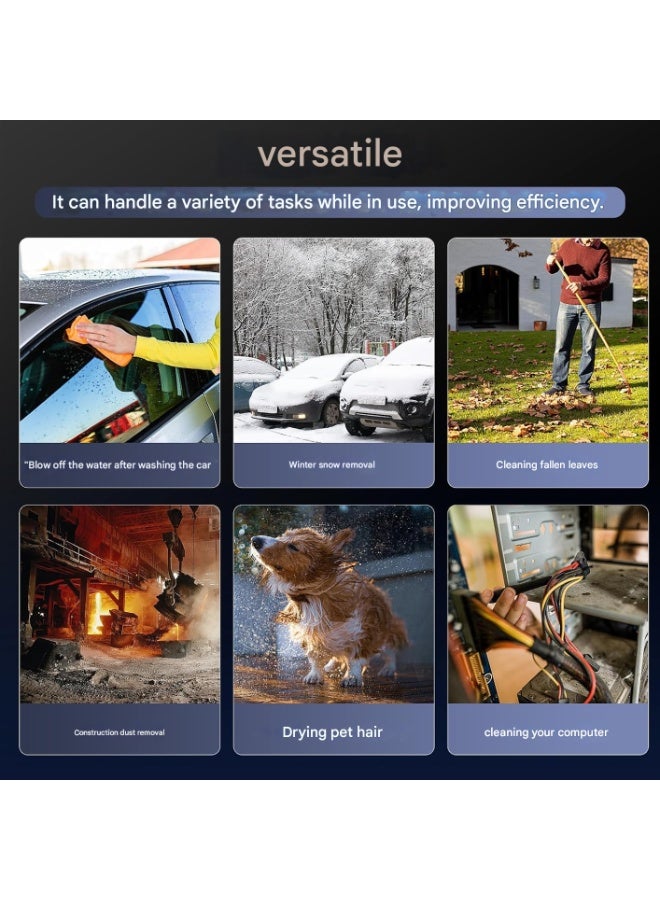 إي وورلد منفاخ هواء كهربائي احترافي، مروحة محمولة عالية السرعة بسرعة 110,000 دورة في الدقيقة، مزوّدة بشحن USB، ومنفذ Type-C، ومؤشر بطارية، متوافقة مع بطاريات 18 فولت، مثالية للورش، والاستخدام الخارجي والسفر، ألوان منوعة - Image 4