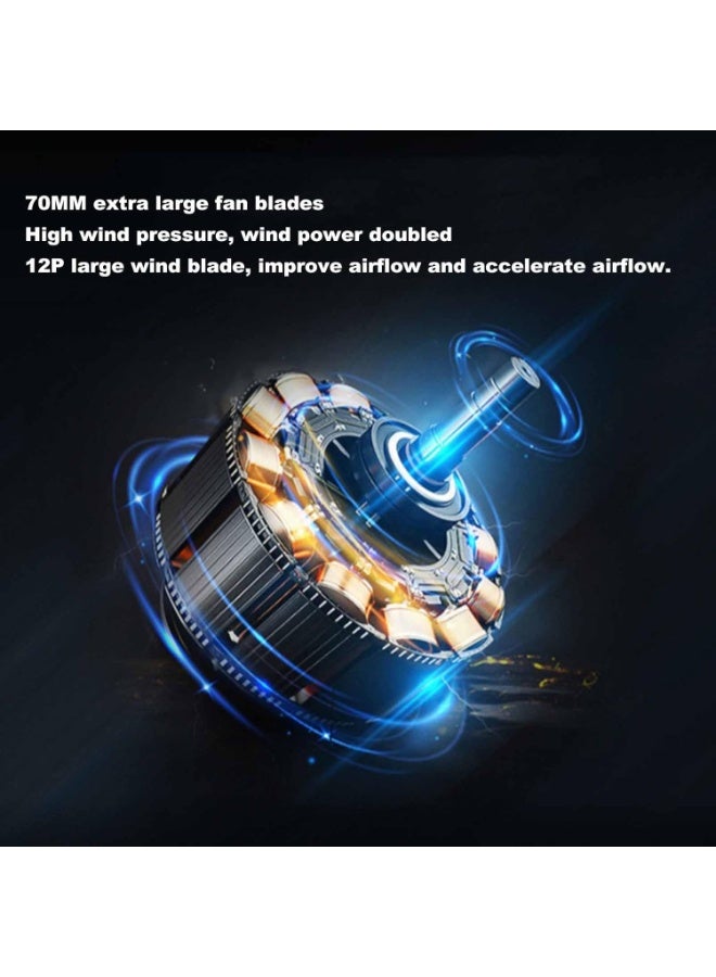 إي وورلد منفاخ هواء كهربائي احترافي، مروحة محمولة عالية السرعة بسرعة 110,000 دورة في الدقيقة، مزوّدة بشحن USB، ومنفذ Type-C، ومؤشر بطارية، متوافقة مع بطاريات 18 فولت، مثالية للورش، والاستخدام الخارجي والسفر، ألوان منوعة - Image 3