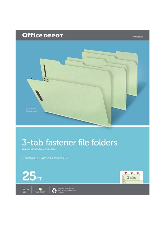 [IN]PLACE Office Depot® Brand Expanding Pressboard Folders With Fasteners, 1" Expansion, Letter Size, Green, Box Of 25 - Image 3