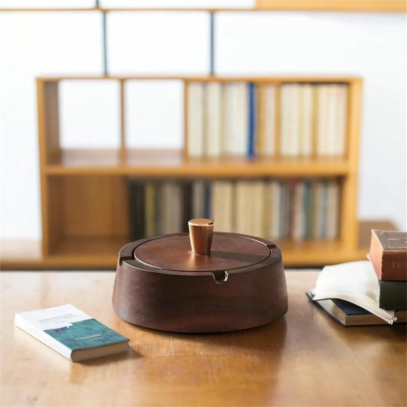 Solid Wood Ashtray With A Lid To Prevent Ash From Flying, A Creative Decorative Item, A Wooden Ashtray(Square,4pcs) - Image 4