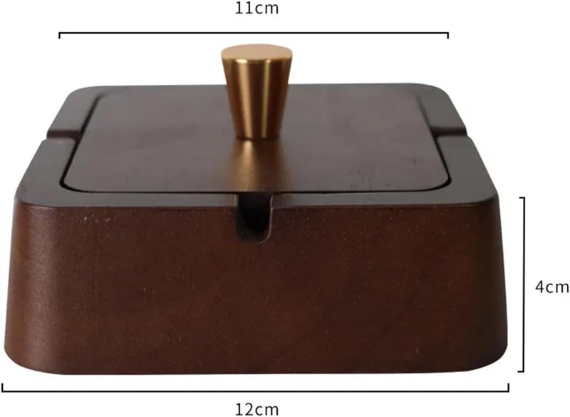 Solid Wood Ashtray With A Lid To Prevent Ash From Flying, A Creative Decorative Item, A Wooden Ashtray(Square,4pcs) - Image 2