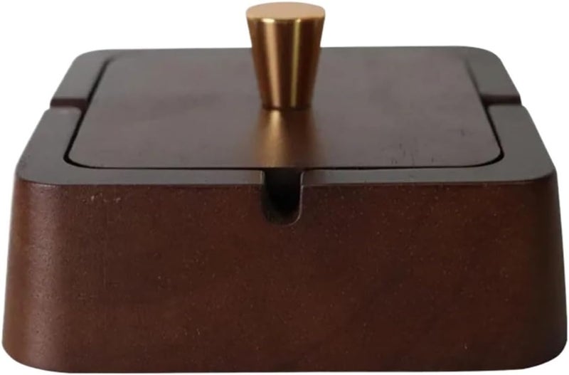 Solid Wood Ashtray With A Lid To Prevent Ash From Flying, A Creative Decorative Item, A Wooden Ashtray(Square,4pcs) - Image 1