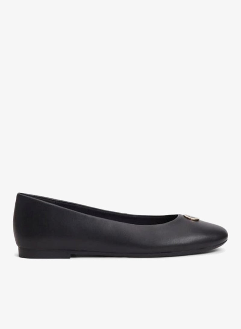 TOMMY HILFIGER Monogram Plaque Leather Ballerinas - Image 1