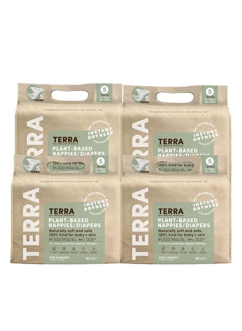 Terra حفاضات تيرا القابلة للتحلل بحجم 5، عبوة من 4 - 64 قطعة