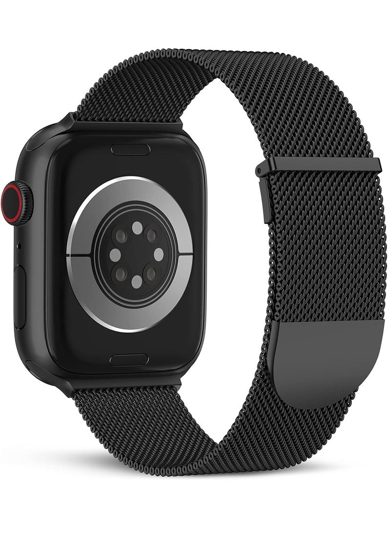 Metal Magnetic Bands Compatible with Apple Watch Band 42mm 44mm 45mm 49mm Women Men, Stainless Steel Mesh Magnetic Strap for iWatch Series Ultra/9/8/7/6/5/4/3/2/1/SE Black - Image 2