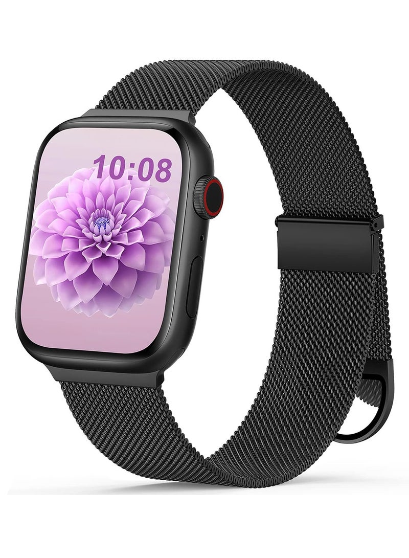 Metal Magnetic Bands Compatible with Apple Watch Band 42mm 44mm 45mm 49mm Women Men, Stainless Steel Mesh Magnetic Strap for iWatch Series Ultra/9/8/7/6/5/4/3/2/1/SE Black - Image 1