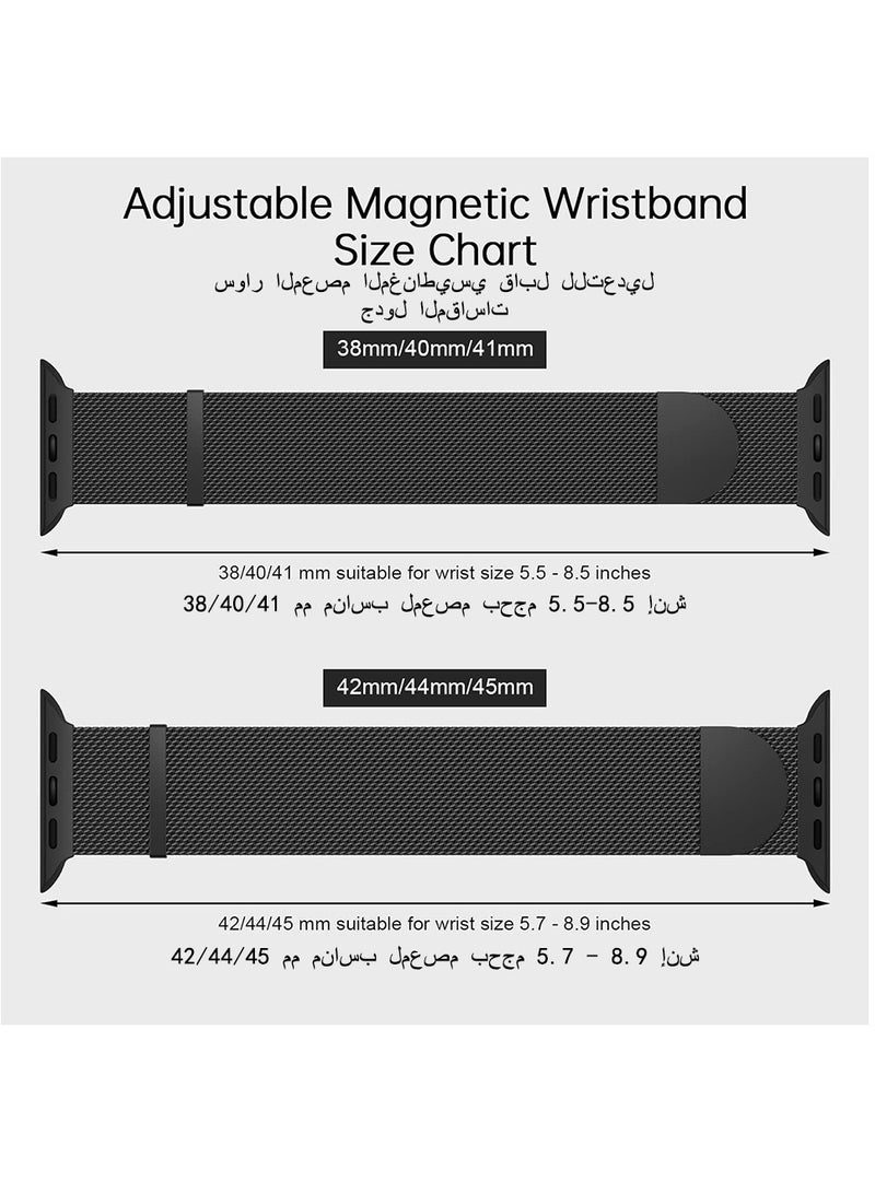 Metal Magnetic Bands Compatible with Apple Watch Band 42mm 44mm 45mm 49mm Women Men, Stainless Steel Mesh Magnetic Strap for iWatch Series Ultra/9/8/7/6/5/4/3/2/1/SE Black - Image 4