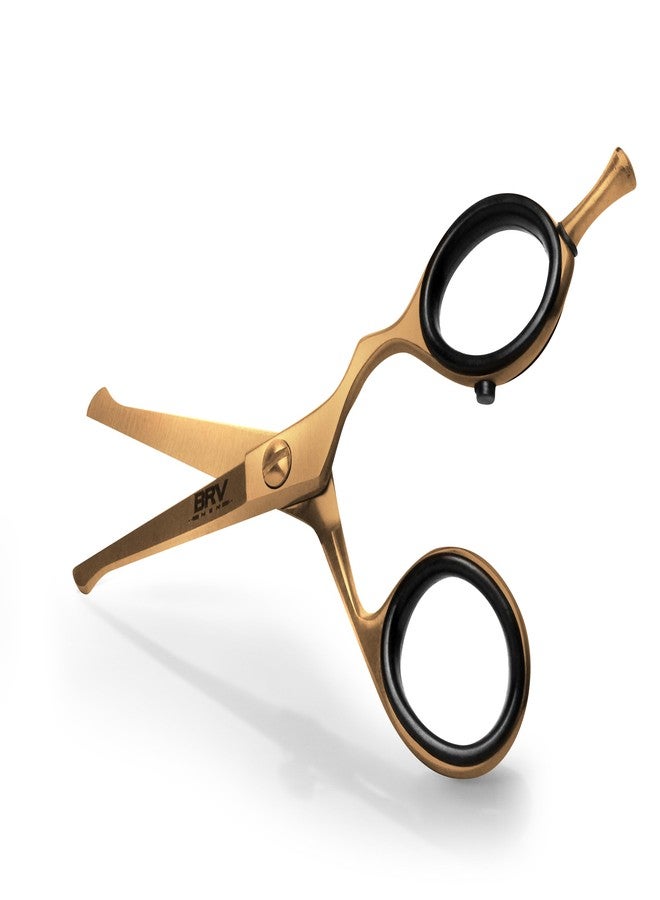 BRV MEN Rounded-Tip Small Trim Scissors for Men 4.2" | Titanium Series | Nose Hair Scissors for Men | Professional Grooming for Beard, Mustache & Ear Hair - RIGHT HANDED (Titanium Bronze) - Image 1