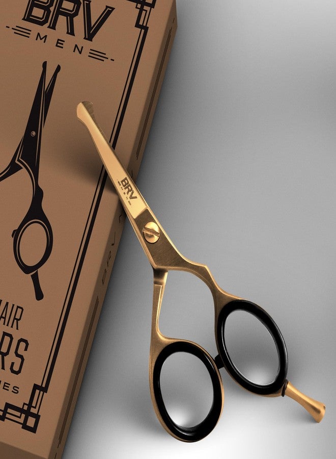 BRV MEN Rounded-Tip Small Trim Scissors for Men 4.2" | Titanium Series | Nose Hair Scissors for Men | Professional Grooming for Beard, Mustache & Ear Hair - RIGHT HANDED (Titanium Bronze) - Image 4
